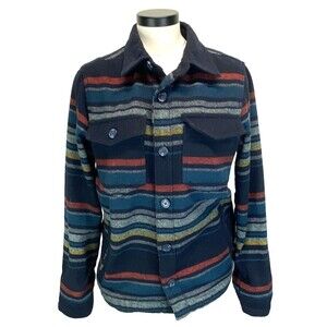 Goodfellow Shacket Shirt Womens Small Striped Button Front Pockets Heavy Flannel